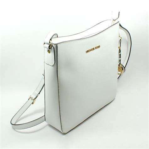 michael kors white leather messenger bags|michael kors white crossbody bag.